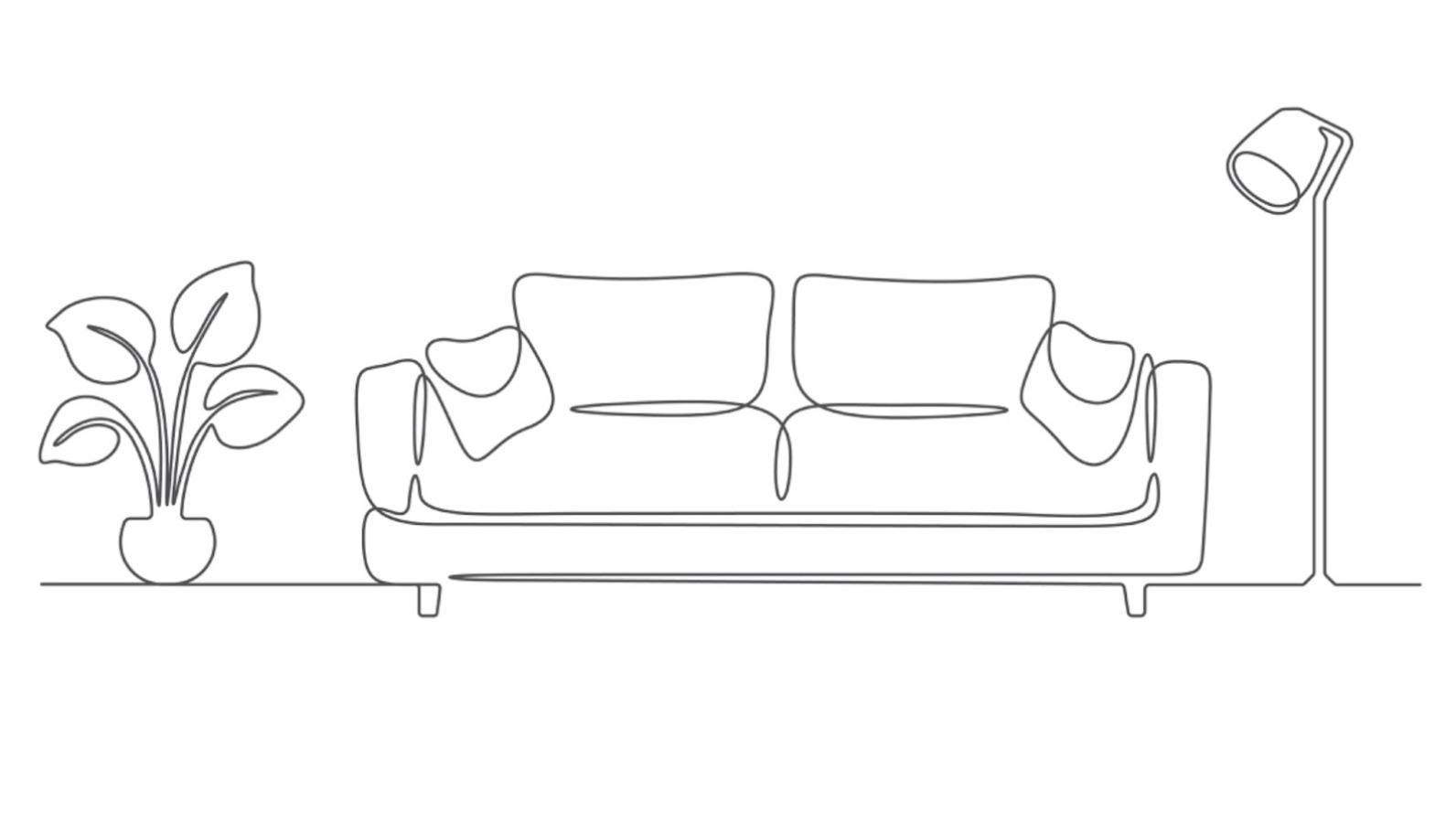 Minimalistic drawing of a couch